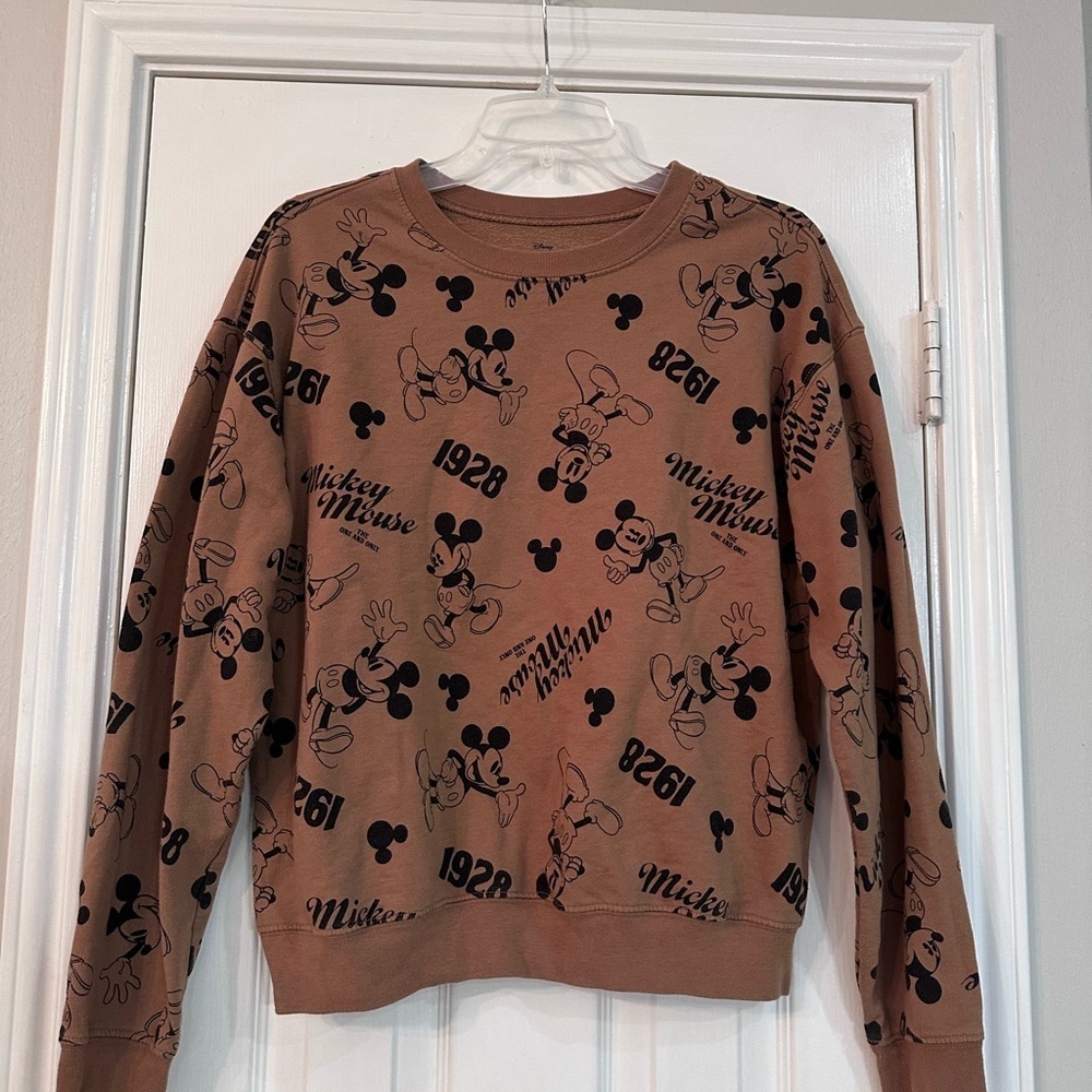 Disney Tan Mickey Mouse Print Sweatshirt